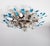 Large Vintage Ceiling Light in Silver-Plated Iron and Blue Glass Leaves from Banci Firenze, 1980s For Sale - Image 4 of 11