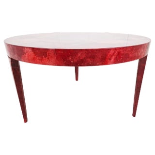Italian Red Lacquered Parchment Dining Table attributed to Aldo Tura, 1960s For Sale