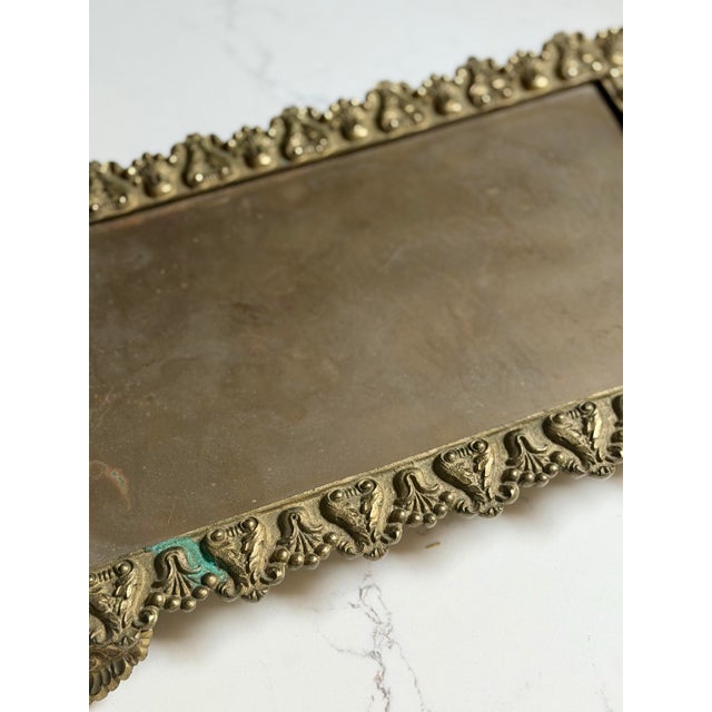 Vintage Victorian Style Brass Vanity Tray With Claw Feet For Sale In New Orleans - Image 6 of 10