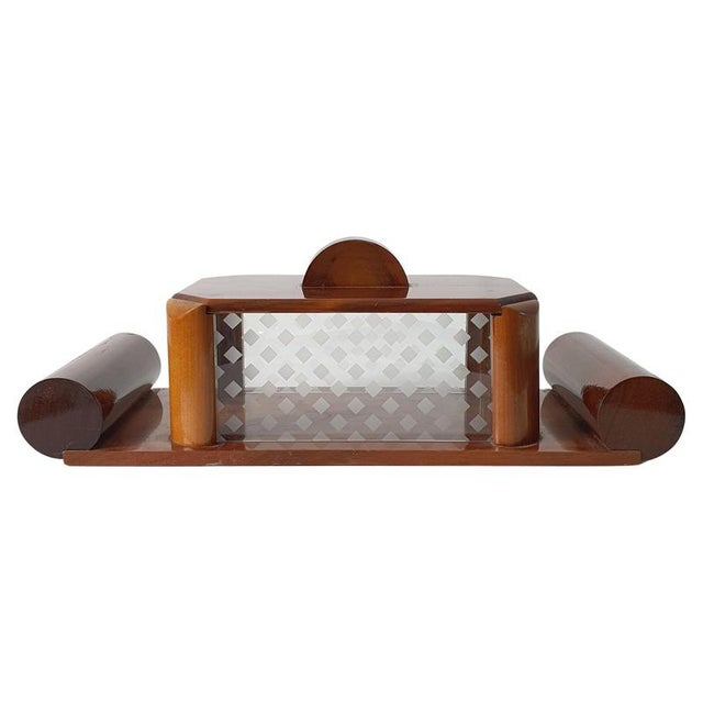 Art Deco Decorative Box in Walnut and Etched Glass, Italy, 1930 For Sale - Image 9 of 9