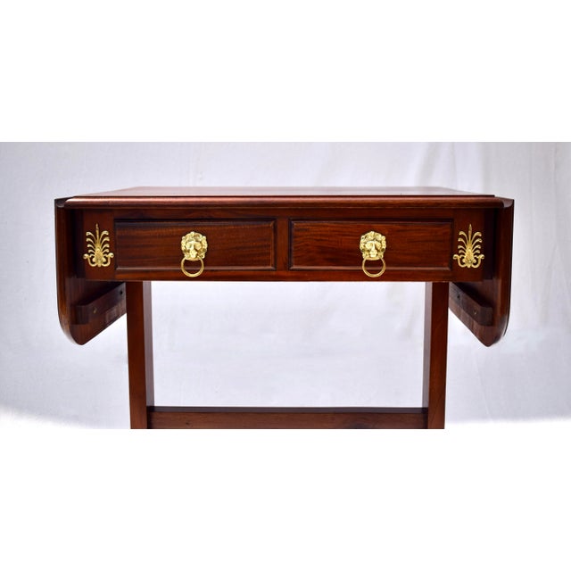 Charak Furniture Company Early 20th Century Regency Mahogany Sofa Table With Drop Sides and Brass Castors For Sale - Image 4 of 13