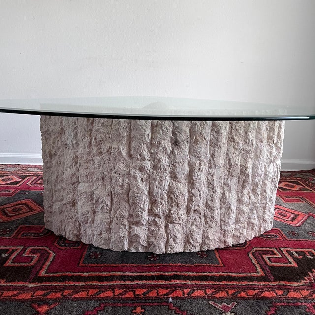 1980s Postmodern Coffee Table Tessellated Mactan Stone For Sale - Image 4 of 11