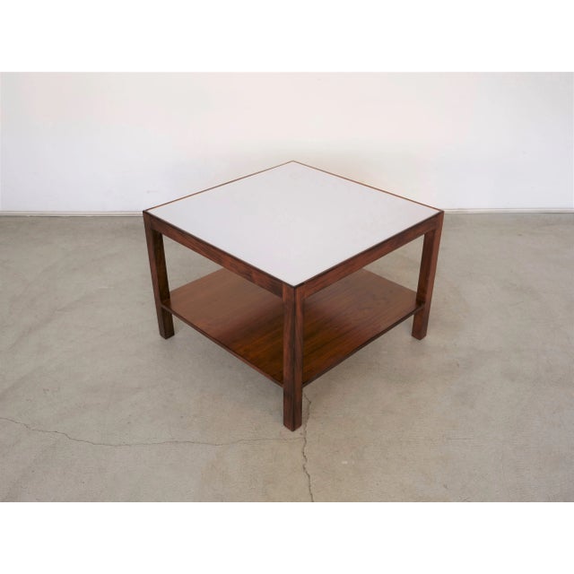1960’s Mid-Century Modern Two-Tiered Walnut and White Formica Coffee Table For Sale - Image 12 of 12