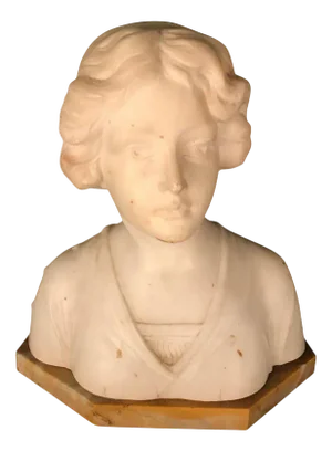 Latour, Art Nouveau Bust of a Young Lady, 1910, Alabaster