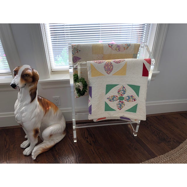 Lucite Mid-Century Modern blanket stand/towel rack. Clear Plexi. The Lucite is in excellent shape and it has very thick...