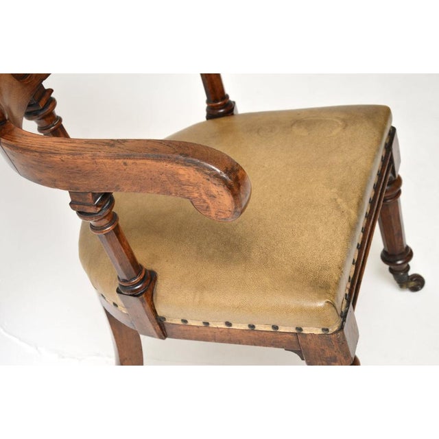 Brown Antique Victorian Gothic Revival Oak Desk Chair, 1870s For Sale - Image 8 of 11