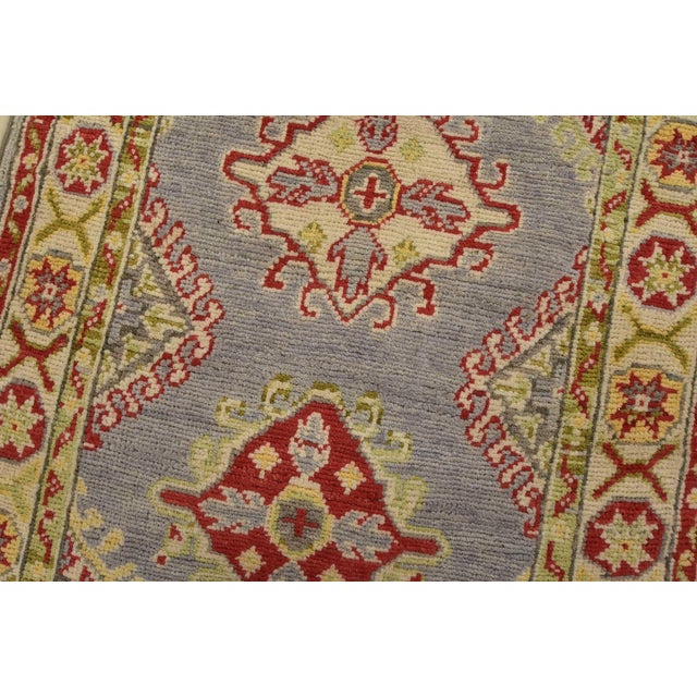 Kazak Runner 2’2” X 6’4” Gray Wool Tribal Hand-Knotted Oriental Rug For Sale - Image 4 of 12