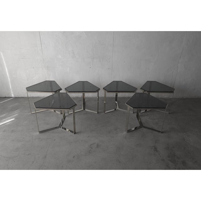 Donghia Forma Coffee Table in Polished Chrome and Smoked Glass - 6 Pieces For Sale - Image 9 of 15