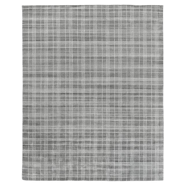 Cambridge Hand loom Bamboo/Silk Silver/White Rug-12'x15' For Sale