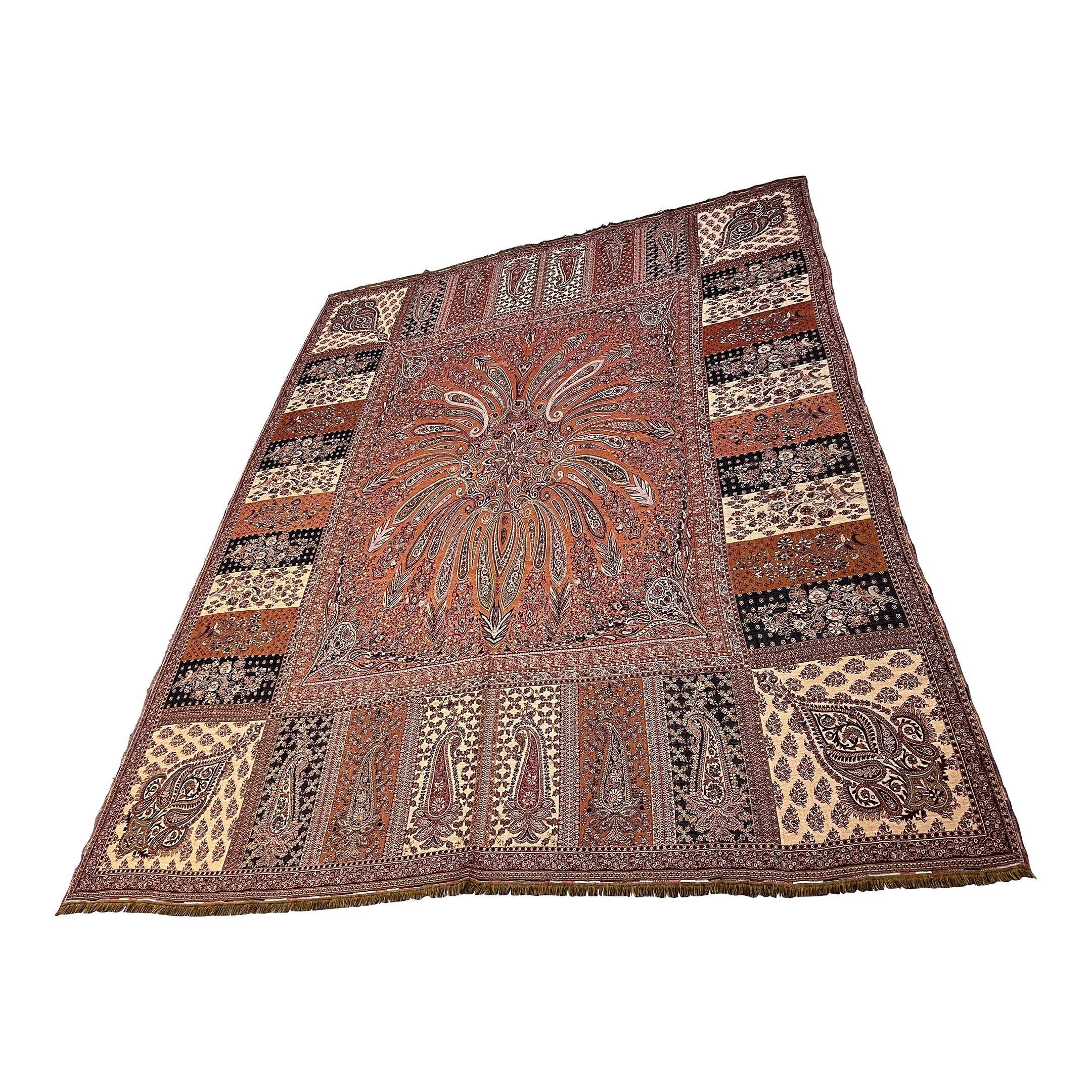 6ft 9in X 9ft 2in Kashmiri Wool Throw With Paisley Accents - image 0