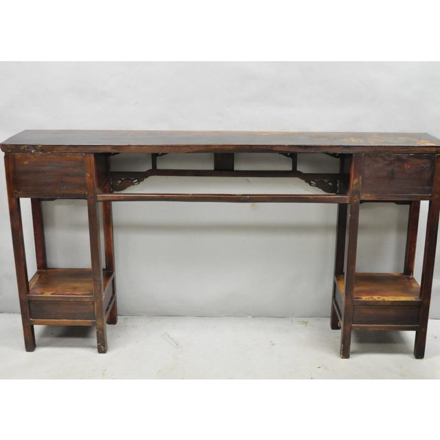 Antique Chinese Carved Hardwood Altar Console Table Sideboard Buffet W/ Drawers For Sale - Image 18 of 18