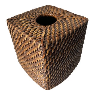 Brown Rattan Tissue Box Cover For Sale