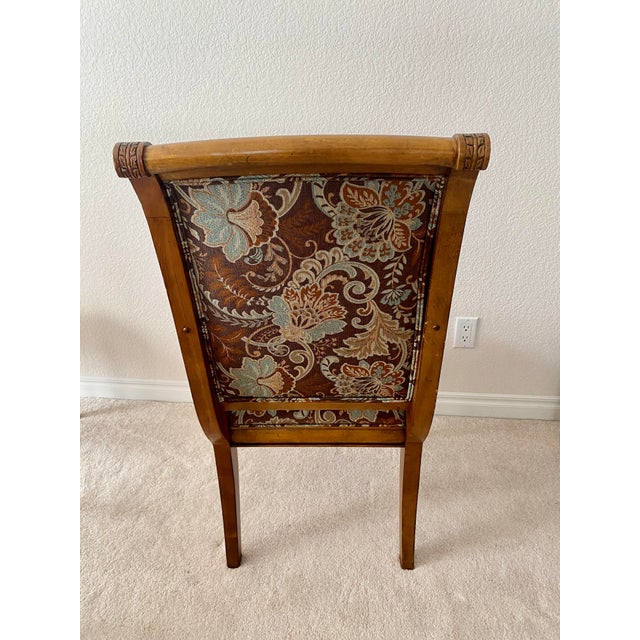 French Ethan Allen Vintage French Regency Louis XVI Style Carved Wood & Beautifully Upholstered Set of Eight Chairs Excellent Mint Condition For Sale - Image 3 of 18