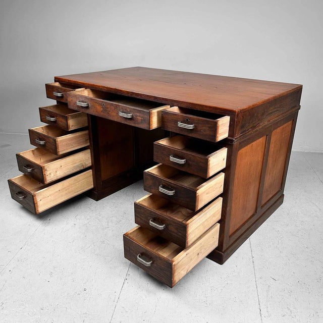 Japanese Wooden Desk, 1930s For Sale - Image 13 of 18