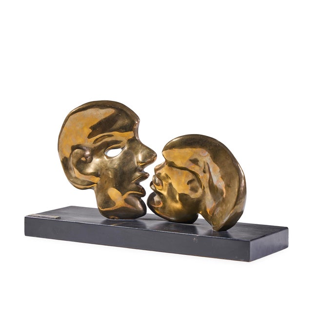 Figurative Dorit Levinstein Israeli Two Heads Bronze Sculpture For Sale - Image 3 of 7