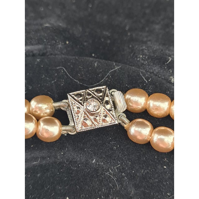 Glass Double-Strand Faux Pearl Necklace from Monet, 1960s For Sale - Image 7 of 9