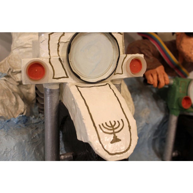 Contemporary Contemporary Whimsical Mike Leaf the Messiah, Bob Dylan & the Rebbe Paper Mache For Sale - Image 3 of 12