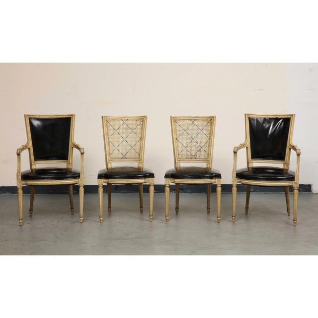 Pair of Louis Xvi Style Painted Armchairs & Two Matching Cane Sidechairs For Sale - Image 12 of 12