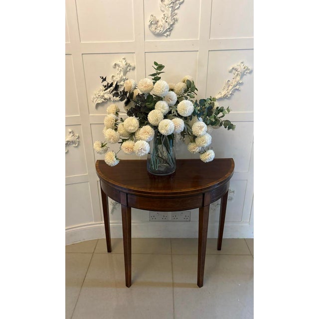 Antique Georgian Mahogany Demi Lune Console Table and Fold Over Card Games Table, 1800 For Sale - Image 3 of 11
