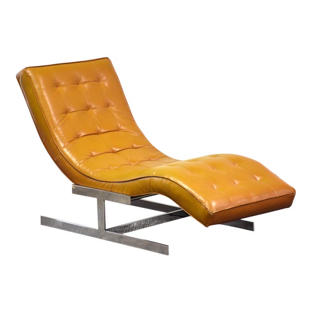 Chrome & Leather Modern Wave Chaise Lounge Chair Chairish