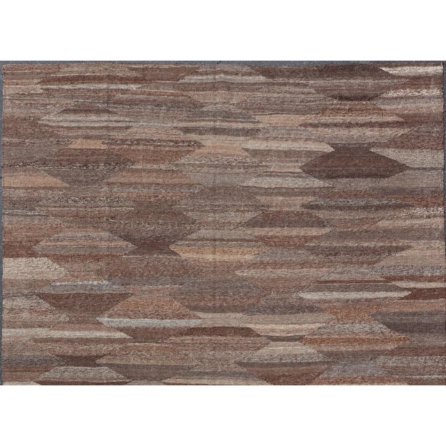 Brown Natural Brown Color-Tone Flat-Weave Kilim by Keivan Woven Arts 6'9 X 9'9 For Sale - Image 8 of 13