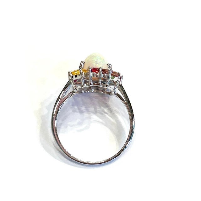 Ruby Red Bochic "Orient" Vintage Ruby, Tourmaline & Sapphires Cocktail Ring 18K & Silver For Sale - Image 8 of 9