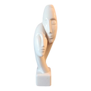 Vintage Mid Century Ceramic Greek Cycladic Art "Devotion" Statue, 1950s For Sale