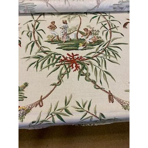 Classic Archival Bailey & Griffin "Port Royale" printed fabric. Fabric is 50% cotton & 50% linen blend with 25.25"...