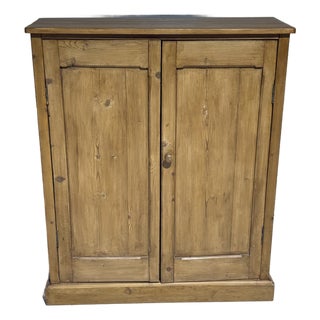 Antique Pine Two Door Cupboard With Two Shelves From England For Sale