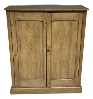 Antique Pine Two Door Cupboard With Two Shelves From England