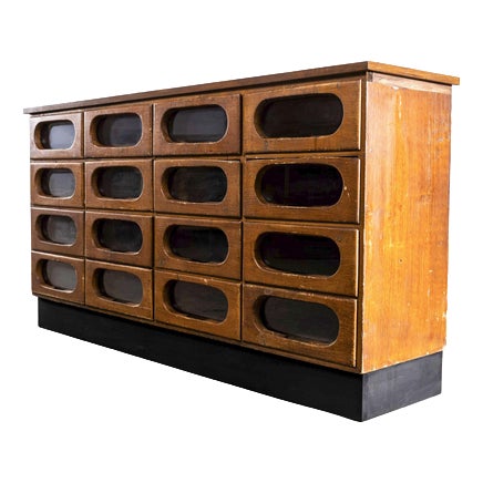 Small Oak Apothecary with 16 Drawers, 1930s For Sale
