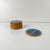 Set of 6 Midcentury Modern Blue Agate and Wood Coasters Dimensions: Diameter: 9.5 cm Height: 1 cm Very good condition,...