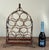English Vintage Jacques Adnet Style Faux Leather Equestrian Metal Wine Bottle Rack For Sale - Image 3 of 6