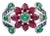 Modern Floral Design Ruby Emerald & Blue Sapphire Cocktail Ring in 925 Silver- Size 7 For Sale