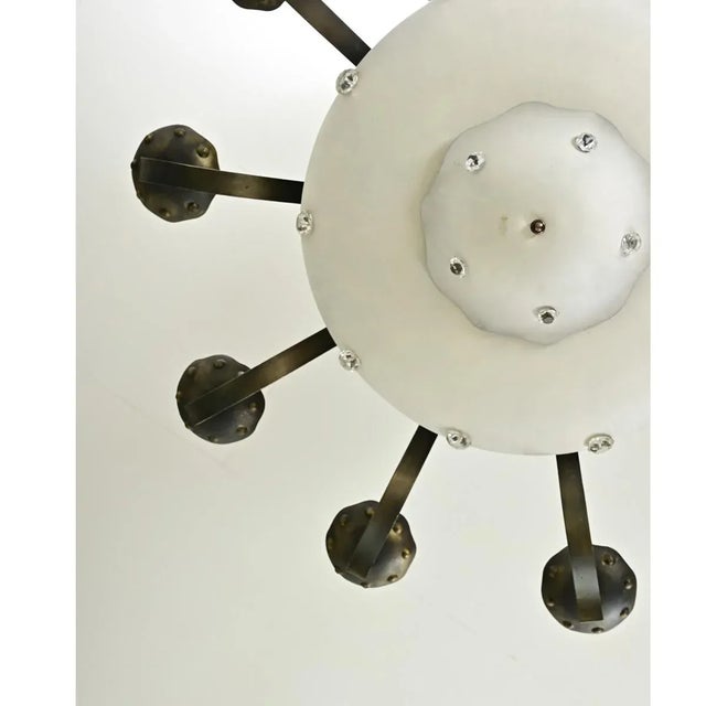 French Vintage Art Deco Style Painted Metal Chandelier For Sale - Image 12 of 12