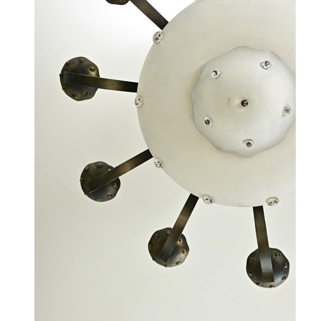 French Vintage Art Deco Style Tole Chandelier For Sale - Image 12 of 12