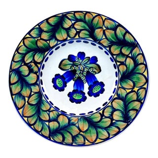 1960s Royal Copenhagen Wall Plate Faience With Blue Majolica Flowers For Sale