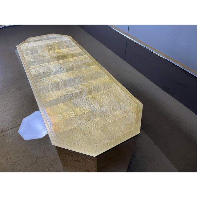Vintage Etched Brass Art Table with Glass by Roger Vanhevel, 1970 For Sale - Image 10 of 12