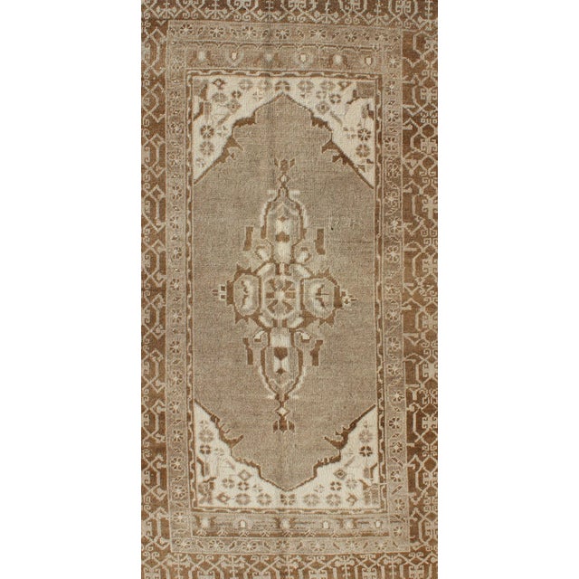 Vintage Turkish Medallion Oushak Area Rug in Grey and Brown's For Sale - Image 4 of 7