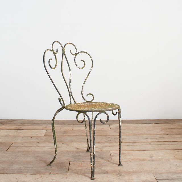 Metal Vintage French Decorative Garden Chair in Iron, 1950s For Sale - Image 7 of 7