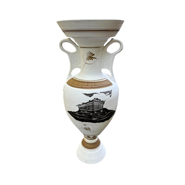 Neoclassical Mid 20th Century Neoclassical Greco-Roman Ceramic Floor Vase For Sale - Image 3 of 11