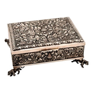 Silver Jewelry Box with Reliefs For Sale
