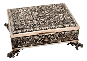 Silver Jewelry Box with Reliefs