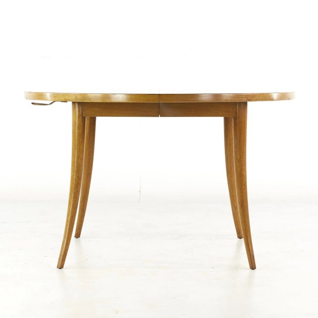 Harvey Probber Mid Century Saber Leg Bleached Mahogany Extension Dining Table with 1 Leaf This table measures: 48.25 wide...