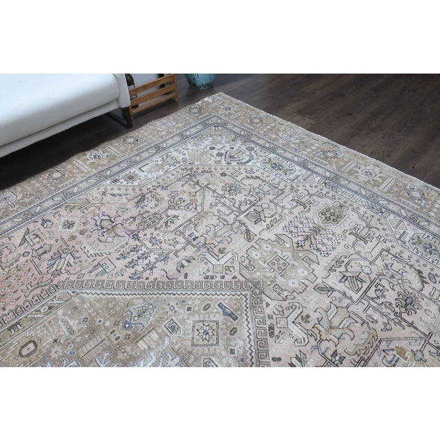 Textile 1970s Vintage Persian Handmade Wool Cotton Light Brown Area Rug For Sale - Image 7 of 11