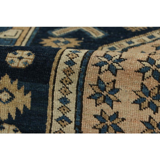 Beige Antique Kuba Rug in Blue and Beige With Geometric Medallion - Rug & Kilim For Sale - Image 8 of 8
