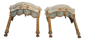 Pair of 19th Century Italian Painted & Parcel Gilt Consoles