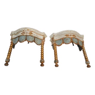Pair of 19th Century Italian Painted & Parcel Gilt Consoles by Mla For Sale