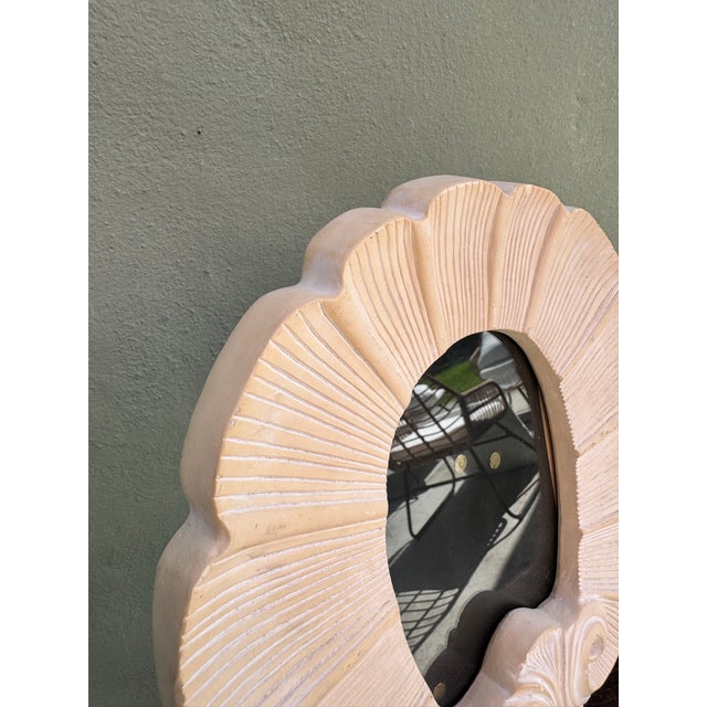 1980s Vintage White Plaster Sculptural Shell Wall Mirror — Coastal Hollywood Regency For Sale - Image 5 of 8