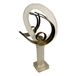Cesar Doméla, Dutch Modern Sculpture, 1970s, Acrylic Glass and Brass For Sale